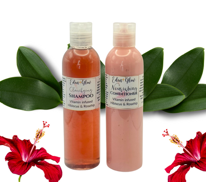 Clarifying Shampoo Hibiscus • Herbal shampoo and conditioner infused with vitamins